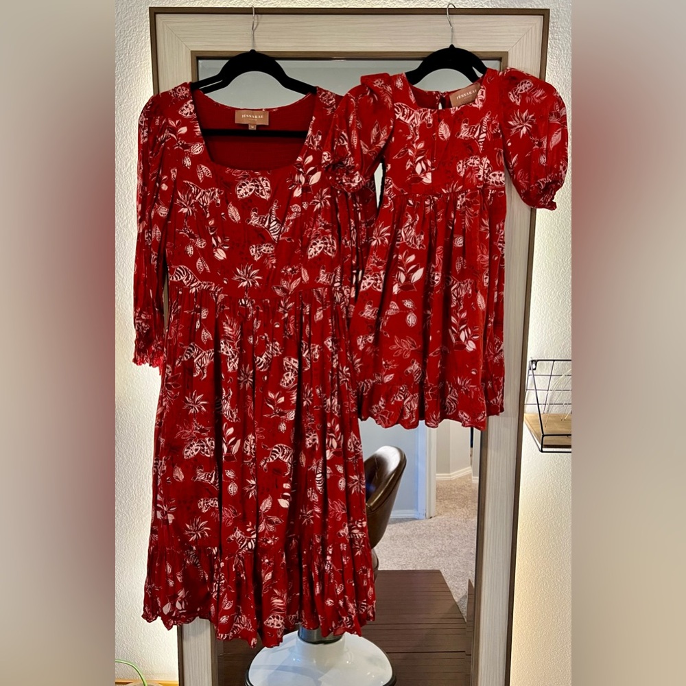 JessaKae Zebra Palm Tree Dress Mommy and Me Womens Size Medium Girls 6/7 years